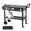 Outdoor Grill Cart, 31.0 x 17.0 inch Tabletop Size Grilling Table, Foldable Outdoor Cooking Table with Tissue Holder, Wheels, Magnetic Tool Rack, BBQ