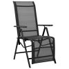 Reclining Deck Chair Aluminum and Textilene Black