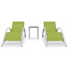 Sun Loungers 2 pcs with Table Aluminum Green
