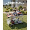 Outdoor Grill Cart, 36.4 x 23.4 x 1 inch Tabletop Size Grilling Table, Movable Outdoor Cooking Table with 4 Spice Containers, Wheels, Lids, Hooks, BBQ