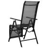 Reclining Deck Chair Aluminum and Textilene Black