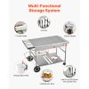 Outdoor Grill Cart, 36.4 x 23.4 x 1 inch Tabletop Size Grilling Table, Movable Outdoor Cooking Table with 4 Spice Containers, Wheels, Lids, Hooks, BBQ