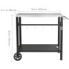Outdoor Grill Dining Cart with Double-Shelf, BBQ Movable Food Prep Table, Multifunctional Stainless Steel Table Top, Portable Modular Carts for Pizza