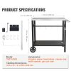 Outdoor Grill Dining Cart with Double-Shelf, BBQ Movable Food Prep Table, Multifunctional Stainless Steel Table Top, Portable Modular Carts for Pizza
